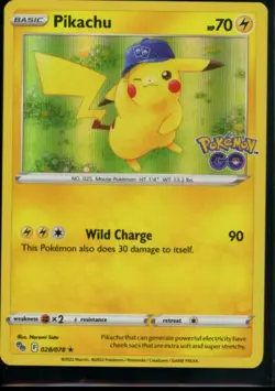 Pikachu (28) Holo Rare Pokemon GO 028/078 NM - Image 1