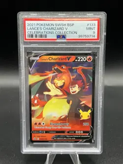 2021 POKEMON SWSH BLACK STAR PROMO CELEBRATIONS COLL LANCE'S CHARIZARD V PSA 9 - Image 1