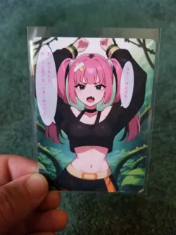 PINK HAIR JUNGLE BABE WAIFU ANIME CARD - Image 3