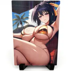 High School DxD Akeno Himejima Sexy Bikini Anime Waifu Goddess Story Art Card - Image 1