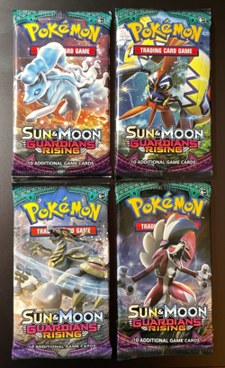 Lot (4) POKEMON SUN MOON GUARDIANS RISING Sealed 10-Card BOOSTER PACKS (Art Set) - Image 1