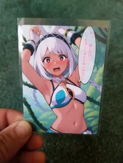 CUTE WHITE HAIR WAIFU ANIME CARD - Image 3