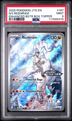 2025 POKEMON JTG EN-JOURNEY TOGETHER #167 N'S RESHIRAM PSA 9 - Image 1