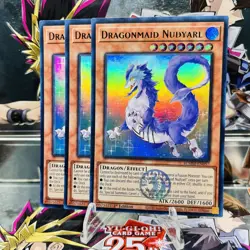 3x Yugioh Playset Dragonmaid Nudyarl BLMM-EN057 Ultra Rare 1st Ed Near Mint - Image 1