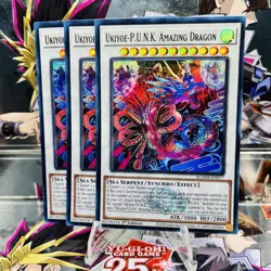 3x Yugioh Playset Ukiyoe-P.U.N.K. Amazing Dragon BLMM-EN077 Ultra Rare Near Mint - Image 1
