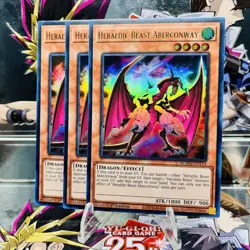 3x Yugioh Playset Heraldic Beast Aberconway BLMM-EN114 Ultra Rare 1st Near Mint - Image 1