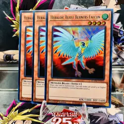 3x Yugioh Playset Heraldic Beast Berners Falcon BLMM-EN115 Ultra Rare Near Mint - Image 1