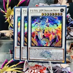 3x Yugioh Playset P.U.N.K. JAM Dragon Drive BLMM-EN078 Ultra Rare 1st Near Mint - Image 1