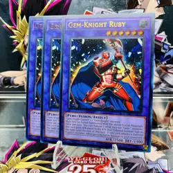 3x Yugioh Playset Gem-Knight Ruby BLMM-EN136 Ultra Rare 1st Ed Near Mint - Image 1