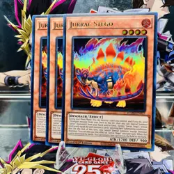 3x Yugioh Playset Jurrac Stego BLMM-EN017 Ultra Rare 1st Ed Near Mint - Image 1