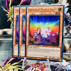 3x Yugioh Playset Herald of Purple Light BLMM-EN101 Ultra Rare 1st Ed Near Mint - Image 1