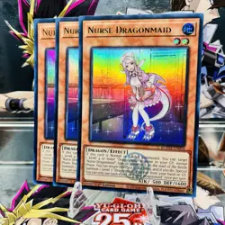 3x Yugioh Playset Nurse Dragonmaid BLMM-EN054 Ultra Rare 1st Ed Near Mint - Image 1