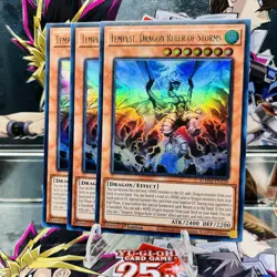 3x Yugioh Playset Tempest, Dragon Ruler of Storms BLMM-EN120 Ultra Rare NM - Image 1
