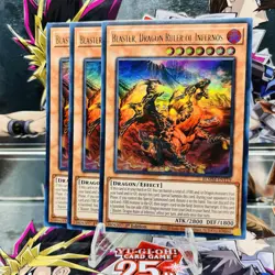 3x Yugioh Playset Blaster, Dragon Ruler of Infernos BLMM-EN119 Ultra Rare NM - Image 1