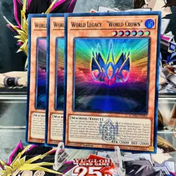 3x Yugioh Playset World Legacy - "World Crown" BLMM-EN082 Ultra Rare Near Mint - Image 1