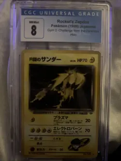 CGC 8 Rocket's Zapdos Japanese Gym Challenge 145 Holo Pokemon Card psa - Image 1