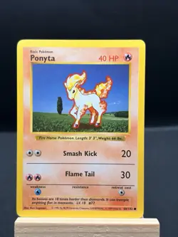 PL - 1st Edition Shadowless Pokemon Card Base Set 60/102 Ponyta (excellent) - Image 1