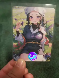 BEAUTIFUL FLOWER BRUNETTE BABE WAIFU ANIME CARD - Image 1