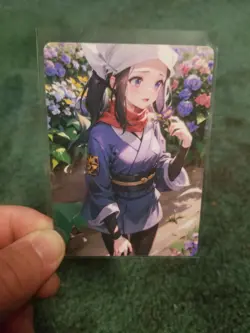BEAUTIFUL FLOWER BRUNETTE BABE WAIFU ANIME CARD - Image 2
