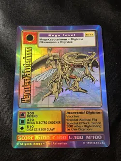 HerculesKabuterimon Digimon Trading Card Game ST-33 Holo Foil Bandai 1999 TCG - Image 1