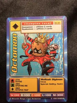 Digimon Card OCTOMON St-37 Digi-Battle Champion Level Bandai 1999 - Image 1