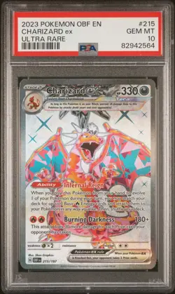 2023 Pokemon Obf En-Obsidian Flames Ultra Rare Charizard Ex #215 PSA 10 - Image 1