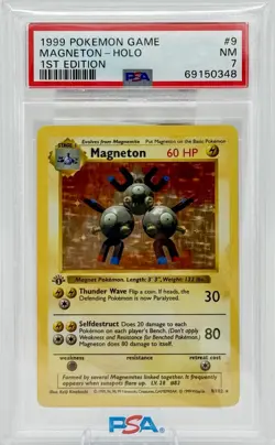 1ST EDITION Shadowless 1999 Pokemon Magneton Holo Rare 9/102 PSA 7 NM - Image 1