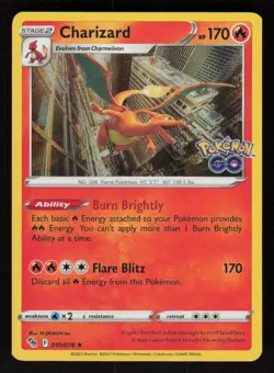 Charizard Holo 010/078 Holo Rare Pokemon GO LP-NM - Image 1