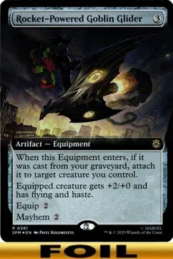 1x - Rocket-Powered Goblin Glider - FOIL EXTENDED ART #281 - Spider-Man - NM MTG - Image 1
