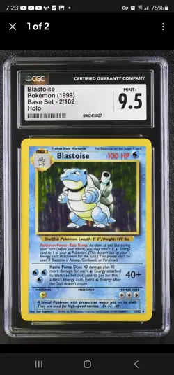 Blastoise 2/102 | 1999 Base set | Pokemon TCG | CGC Graded 9.5 (MINT + ) - Image 1
