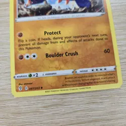 HEAVY MISCUT SQUARE CUT ERROR LP Boldore 087/203 Evolving Skies Pokemon Card - Image 2