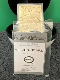 1999 Pokemon Burger King 23K Gold-Plated Charizard Card #06 w/Poke Ball (No Box) - Image 4