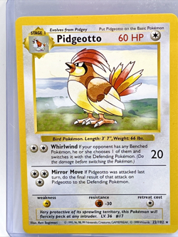 Vintage Base Set Shadowless Pidgeotto #22 1999 WOTC Authentic Pokemon Card NM - Image 1