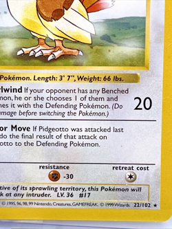 Vintage Base Set Shadowless Pidgeotto #22 1999 WOTC Authentic Pokemon Card NM - Image 5