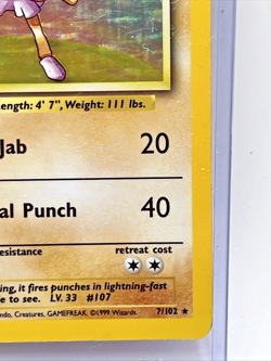 1999 Pokemon 7/102 Base Set #7 Hitmonchan Holo NM WOTC Vintage Card Rare - Image 4