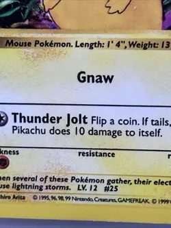Pikachu Yellow Cheeks Shadowless Pokemon Base Set #58 1999 58/102 Card - Image 3