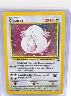 Chansey 3/130 Base Set 2 Holo SWIRL Rare Vintage Pokemon Card WOTC English - Image 1