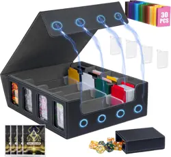 3200+ Trading Card Storage Box, Commander Deck Box with Window Dice Tray, 4 Card - Image 1