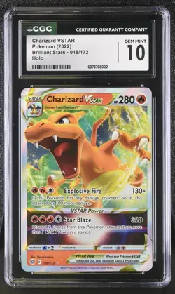 CGC 10 Charizard VSTAR 018/172 Gem Mint Brilliant Stars Holo Rare Pokemon Card - Image 1