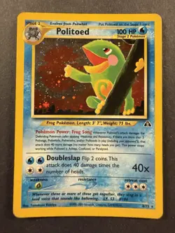 Pokemon TCG Politoed Holo Rare Card 8/75 Neo Discovery Unlimited Edition - Image 1