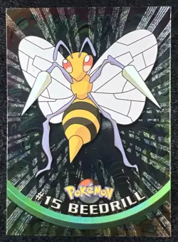1999 Topps Pokemon Beedrill #15 Holo Foil - Broken Ray ERROR - NM - Image 1