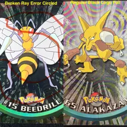 1999 Topps Pokemon Beedrill #15 Holo Foil - Broken Ray ERROR - NM - Image 2