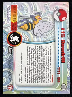1999 Topps Pokemon Beedrill #15 Holo Foil - Broken Ray ERROR - NM - Image 4