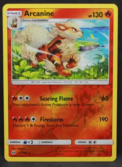 Arcanine 22/149 SM Base Set Reverse Holo Rare Pokemon - LP - Image 1