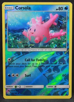 Corsola 36/149 SM Base Set Reverse Holo Uncommon Pokemon - LP - Image 1