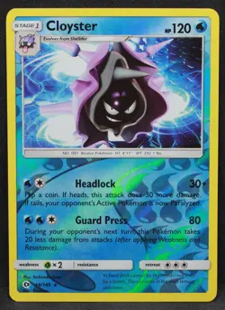 Cloyster 34/149 SM Base Set Reverse Holo Rare Pokemon - LP - Image 1