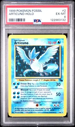 1999 POKEMON FOSSIL #2 ARTICUNO-HOLO PSA 6 - Image 1