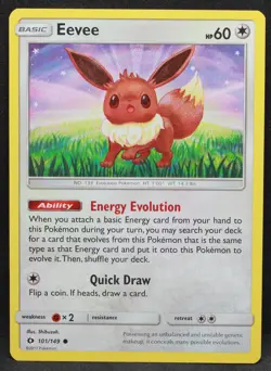 Eevee 101/149 SM Base Set Normal Common Pokemon - LP - Image 1