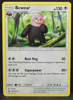 Bewear 112/149 SM Base Set Normal Rare Pokemon - LP - Image 1