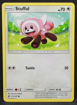 Stufful 111/149 SM Base Set Normal Common Pokemon - LP - Image 1